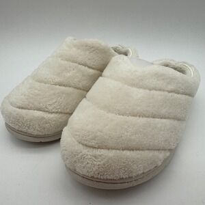 Dearfoams Women's Memory Foam Slippers Small 5-6 Muslin Cream Indoor NEW